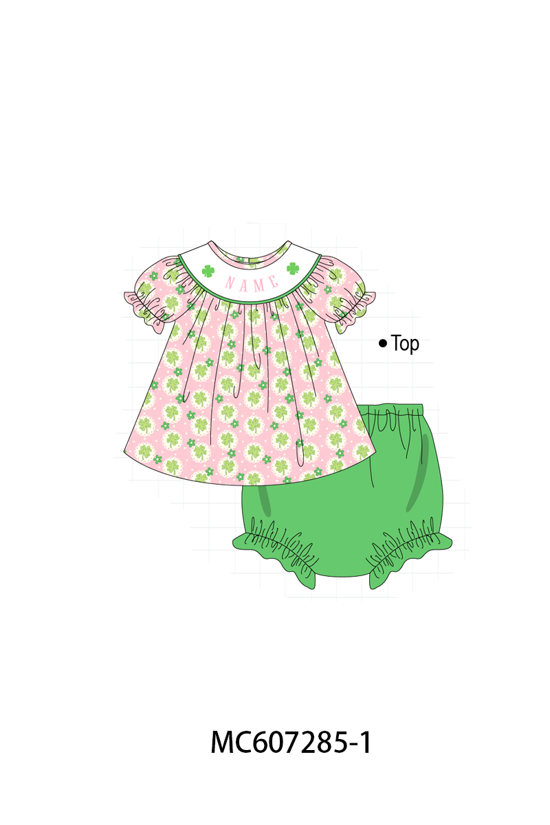 PO99 Pink St. Patrick's Day clover monogram embroidery collection