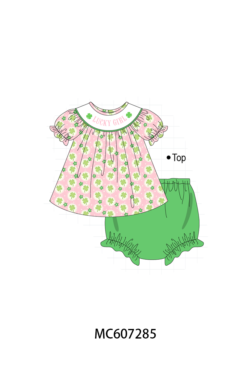 PO99 Pink St. Patrick's Day clover lucky girl embroidery collection