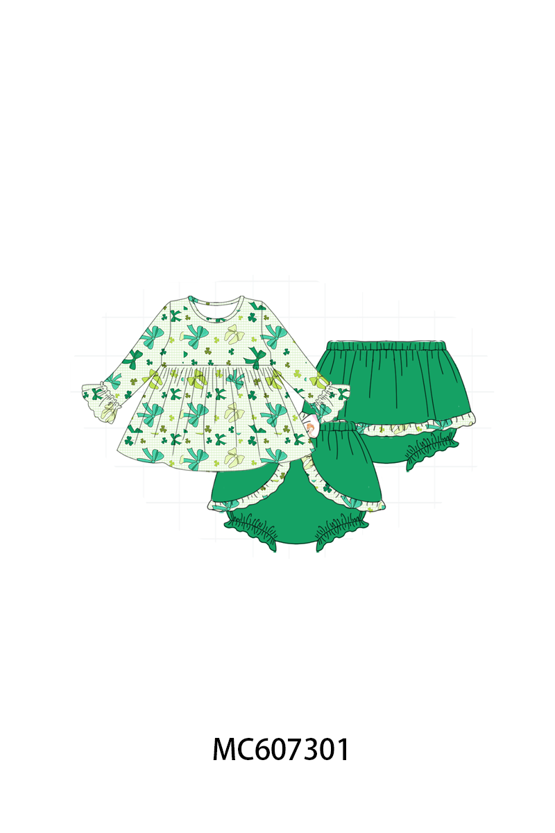 PO99 Green St. Patrick's Day clover bow collection