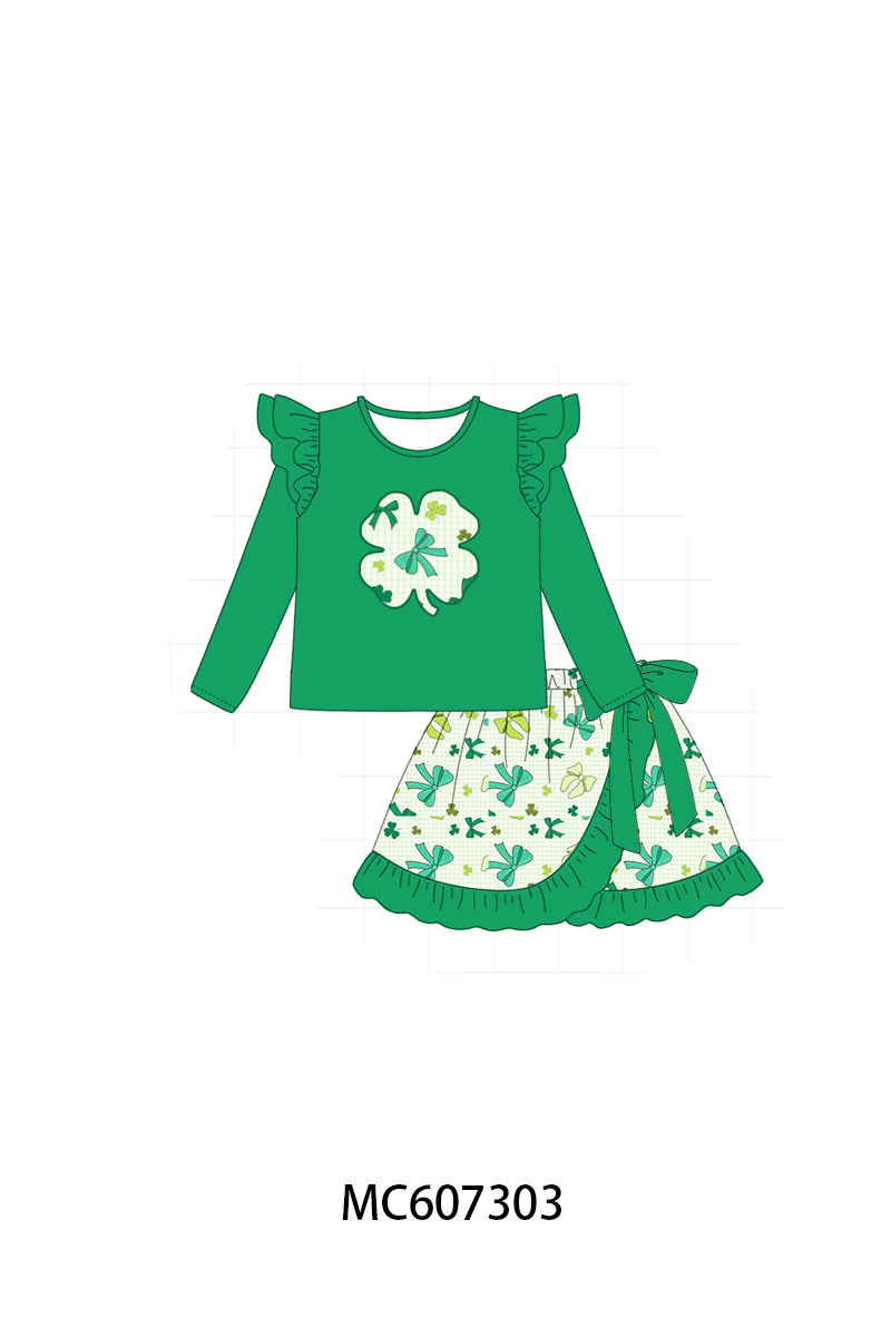 PO99 Green St. Patrick's Day clover bow collection