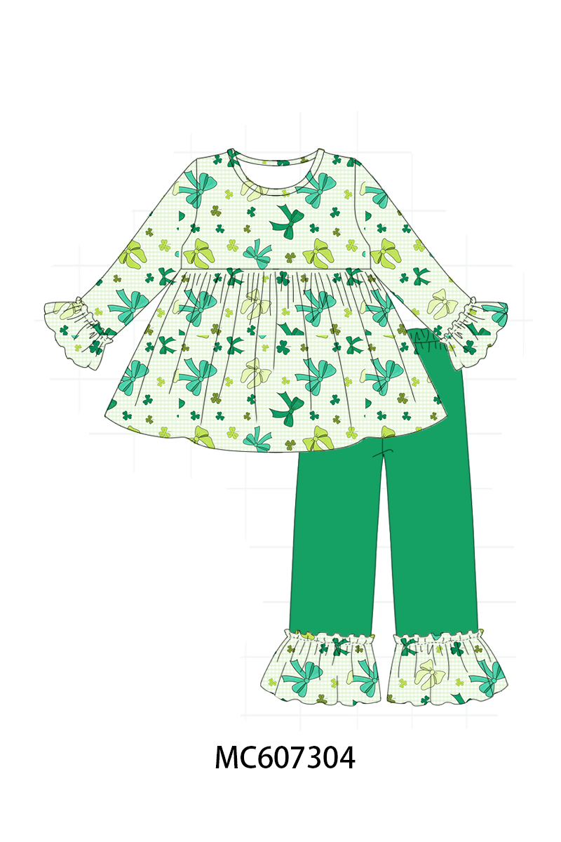 PO99 Green St. Patrick's Day clover bow collection