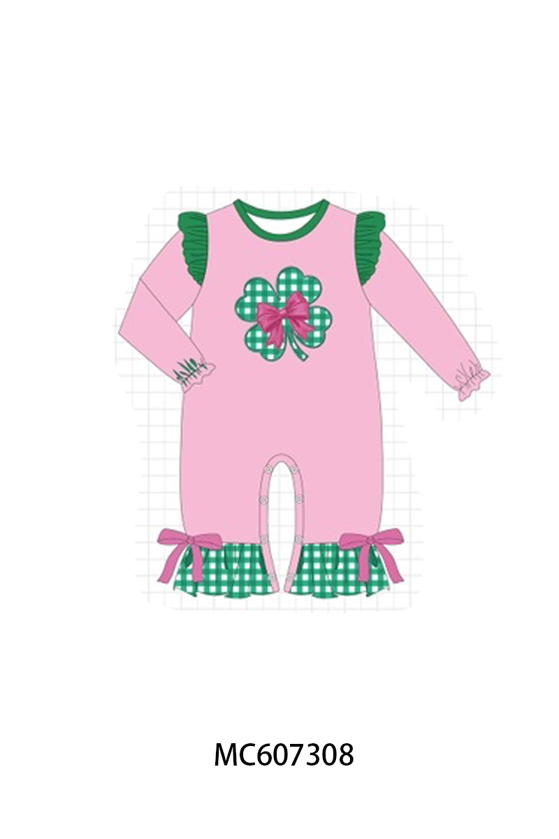 PO99 Pink clover bow applique collection