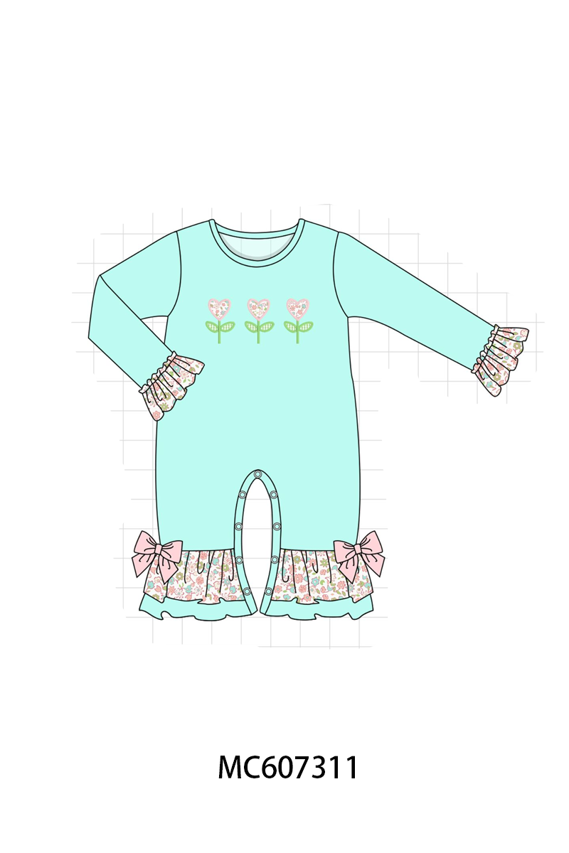 PO99 Blue floral embroidery ruffle collection