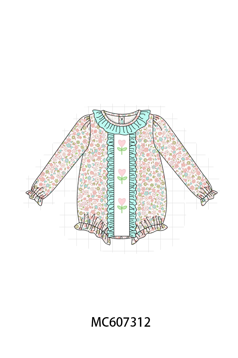 PO99 Blue floral embroidery ruffle collection