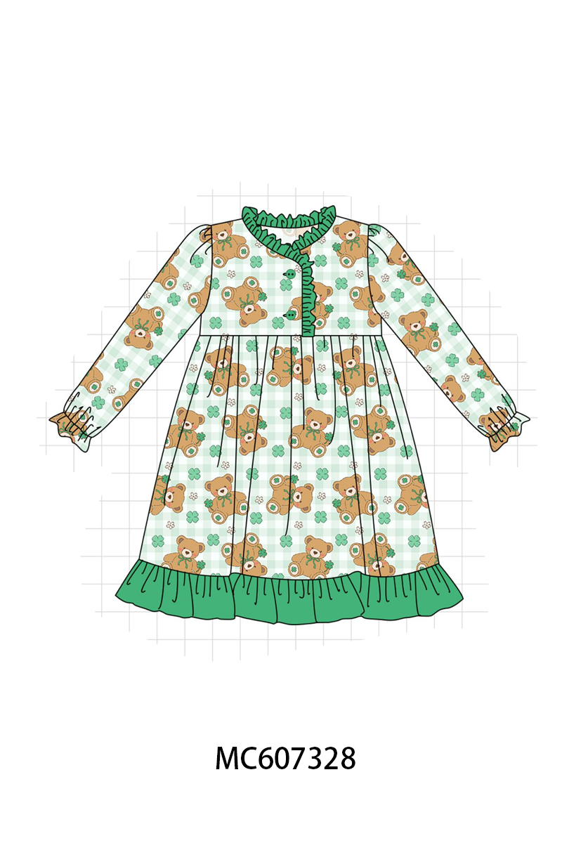 PO99 Green clover teddy bear bamboo collection