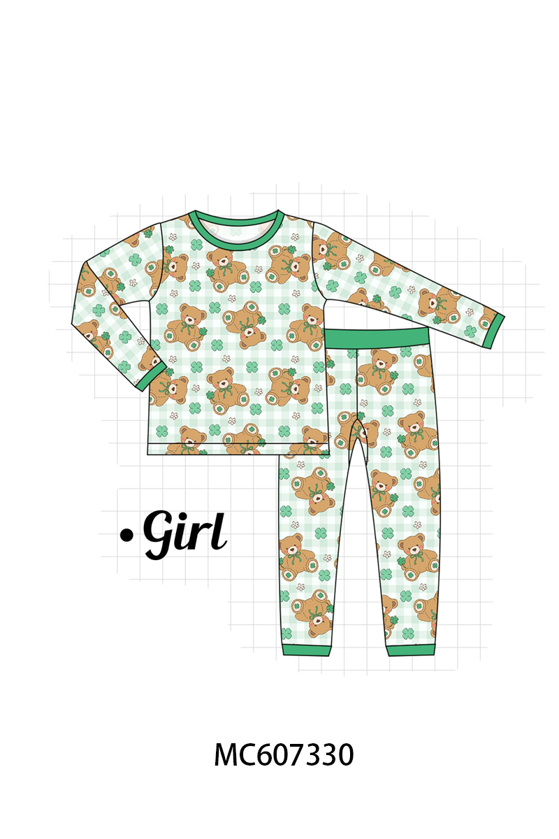 PO99 Green clover teddy bear bamboo collection