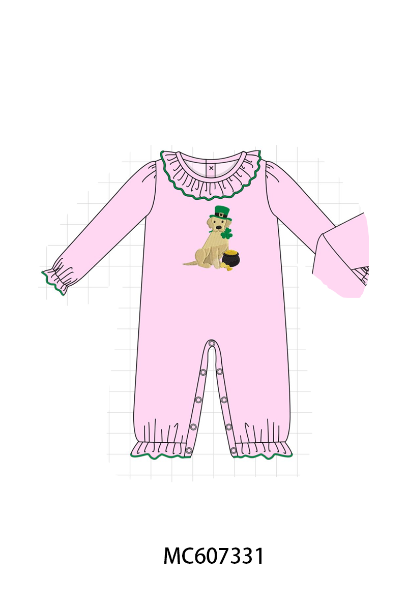 PO99 Pink St. Patrick's Day puppy clover embroidery collection