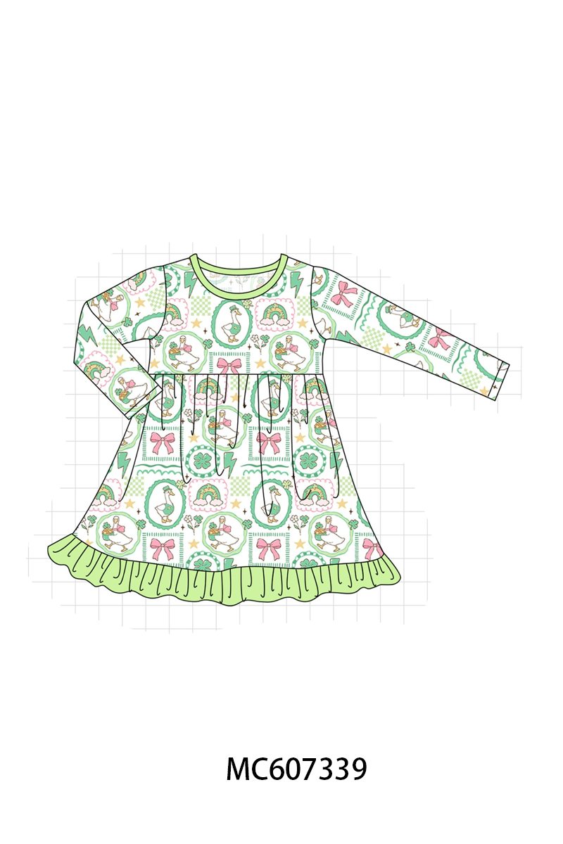 PO99 Green clover bow goose bamboo collection