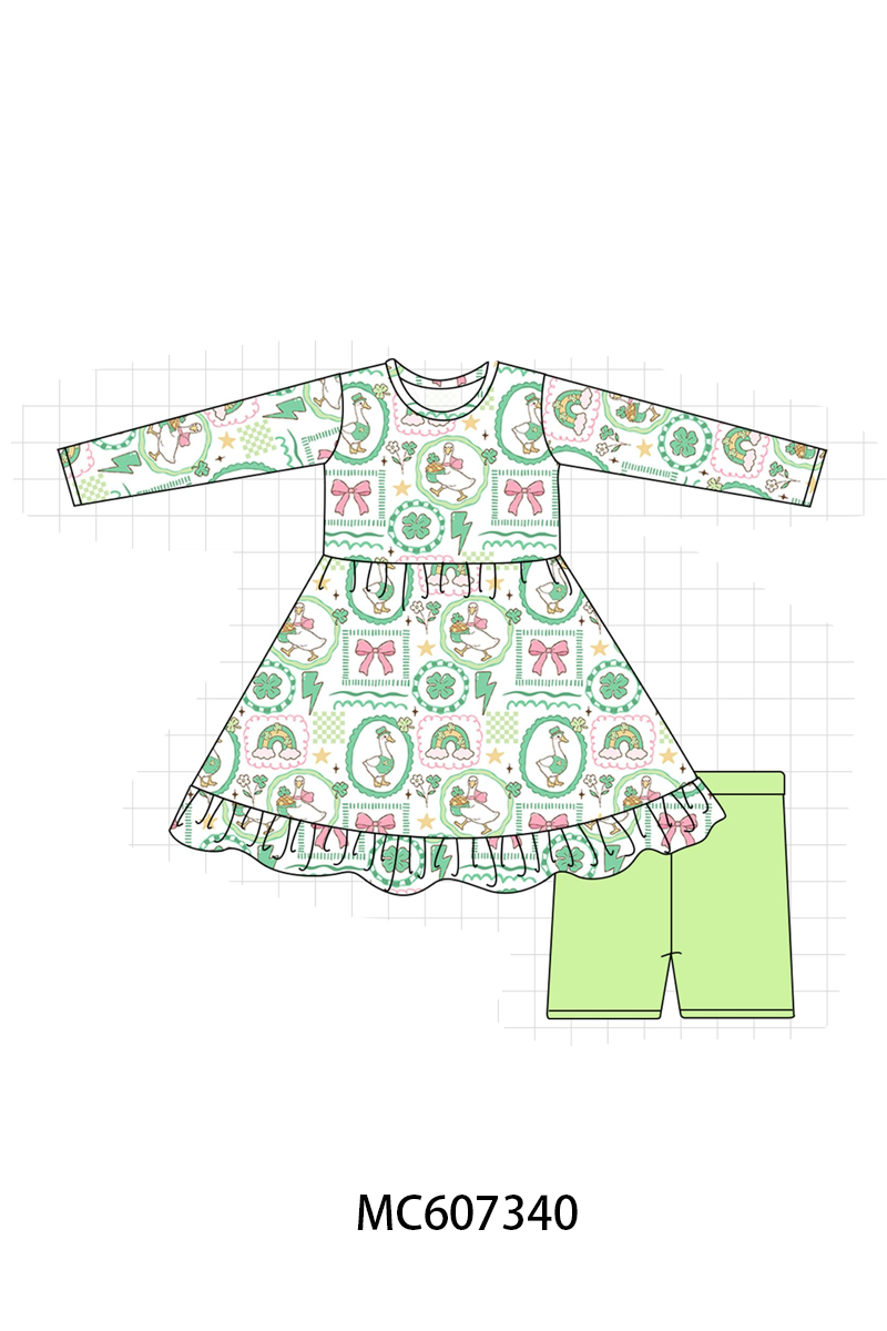 PO99 Green clover bow goose bamboo collection