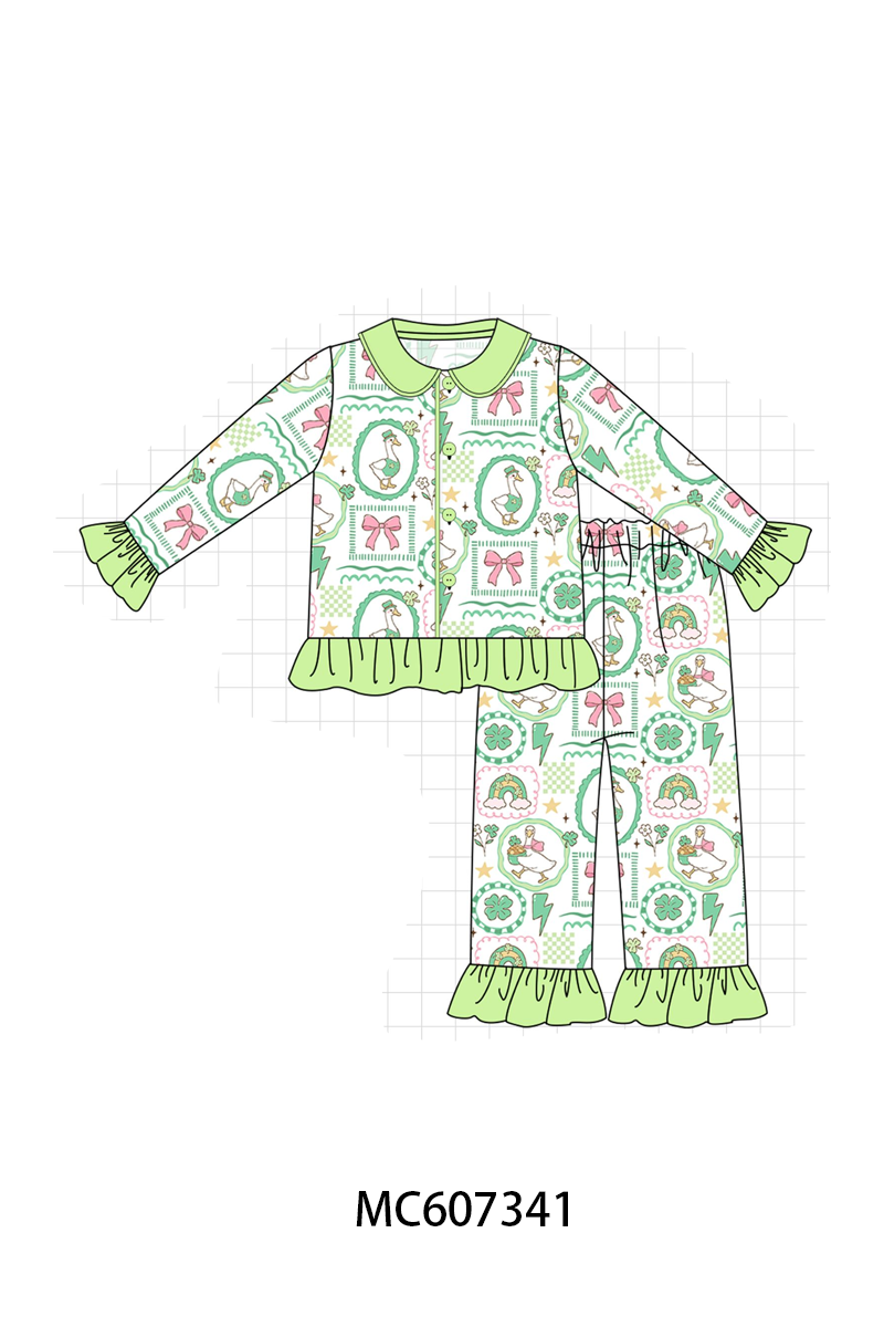 PO99 Green clover bow goose bamboo collection