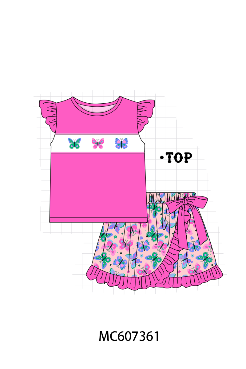 PO99 Magenta butterfly embroidery ruffle collection