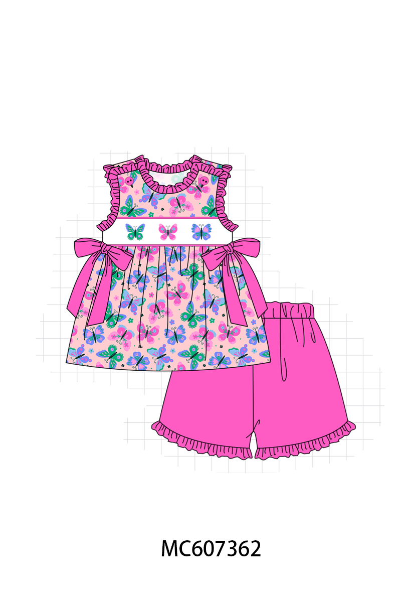 PO99 Magenta butterfly embroidery ruffle collection
