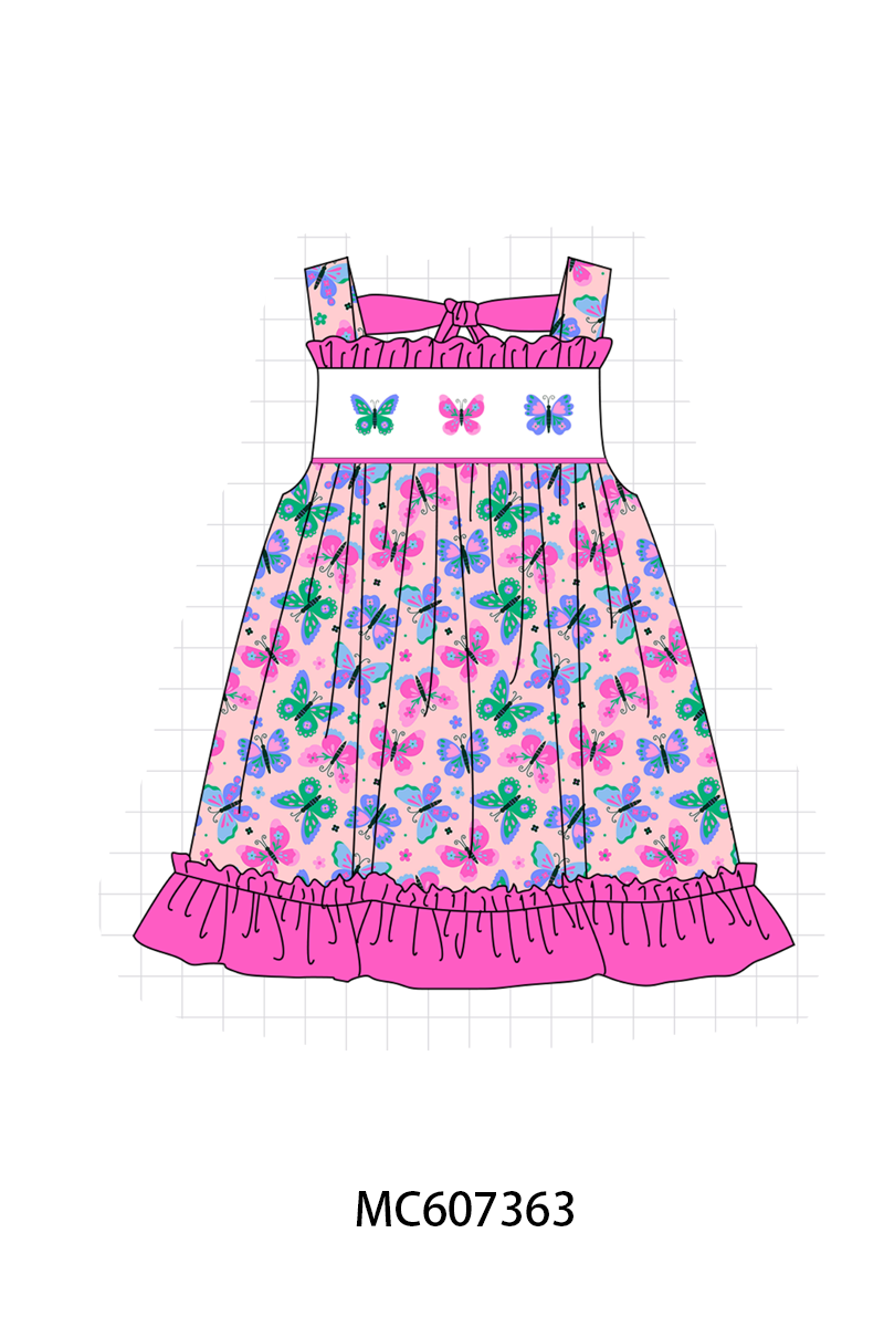 PO99 Magenta butterfly embroidery ruffle collection