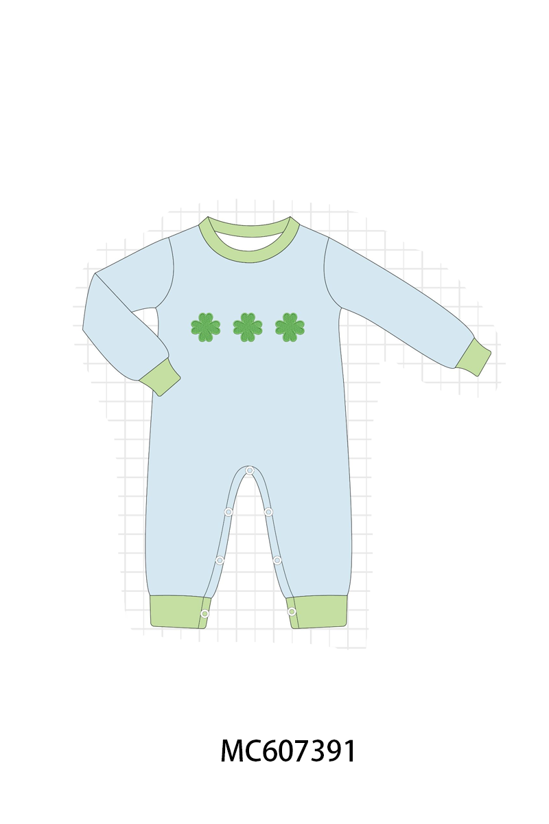 PO99 Green clover bow embroidery collection