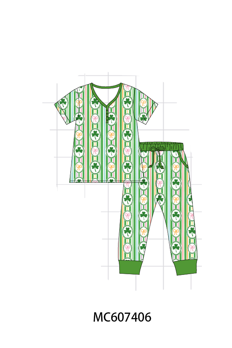 PO99 Green St. Patrick's Day clover bamboo collection