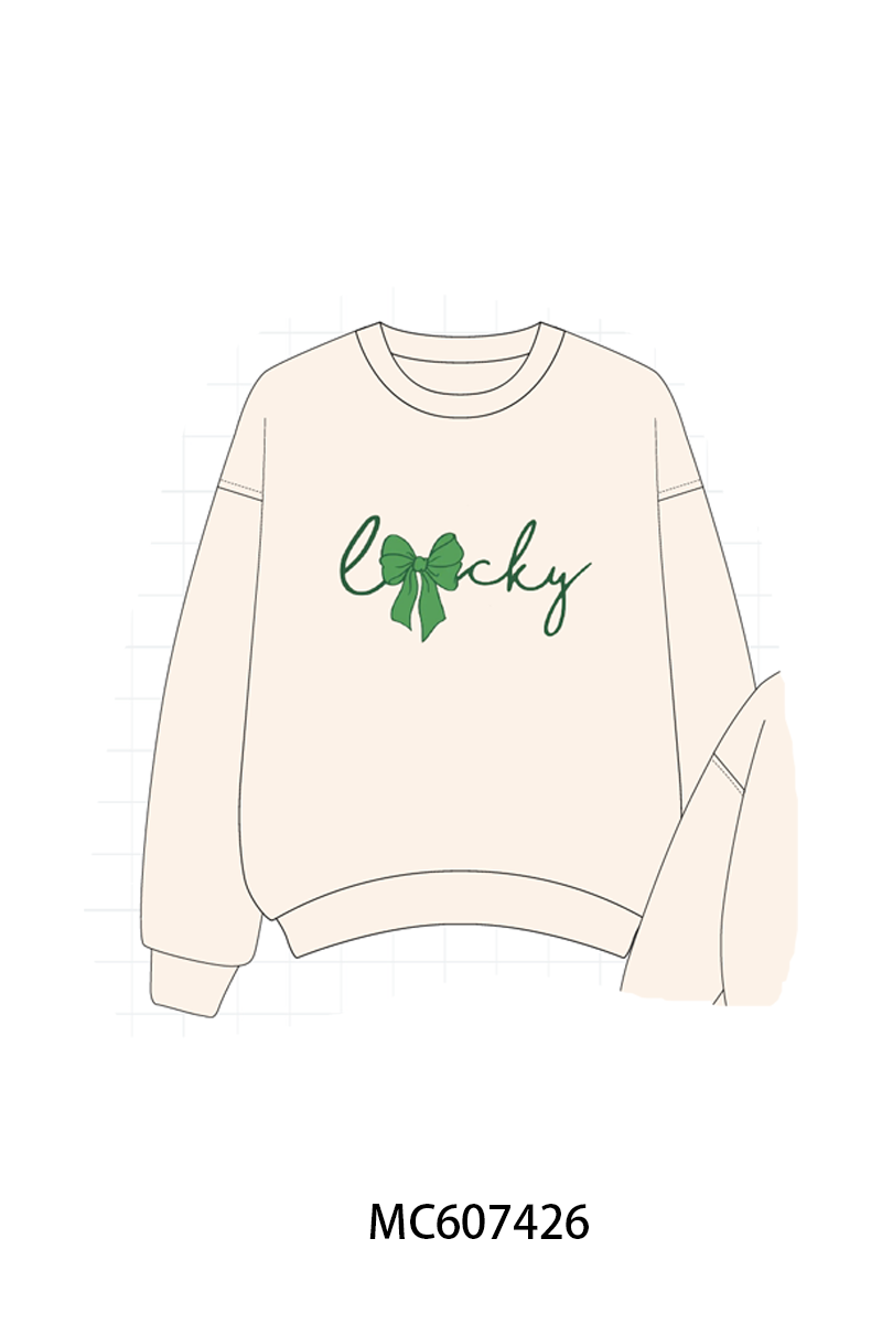 PO99 Clover lucky embroidery sweatshirt
