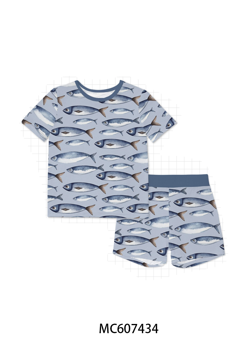PO99 Blue grey fish bamboo collection