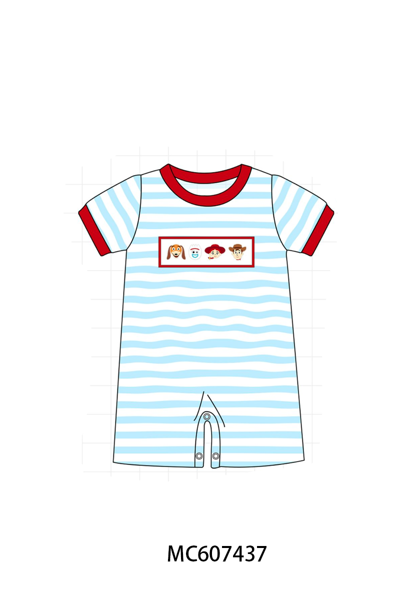 PO99 Blue toy story embroidery stripe collection