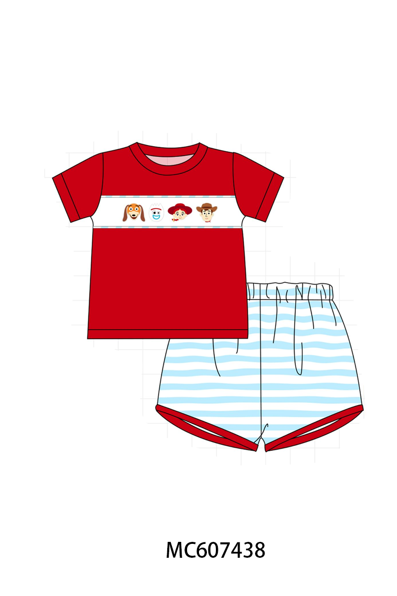 PO99 Blue toy story embroidery stripe collection