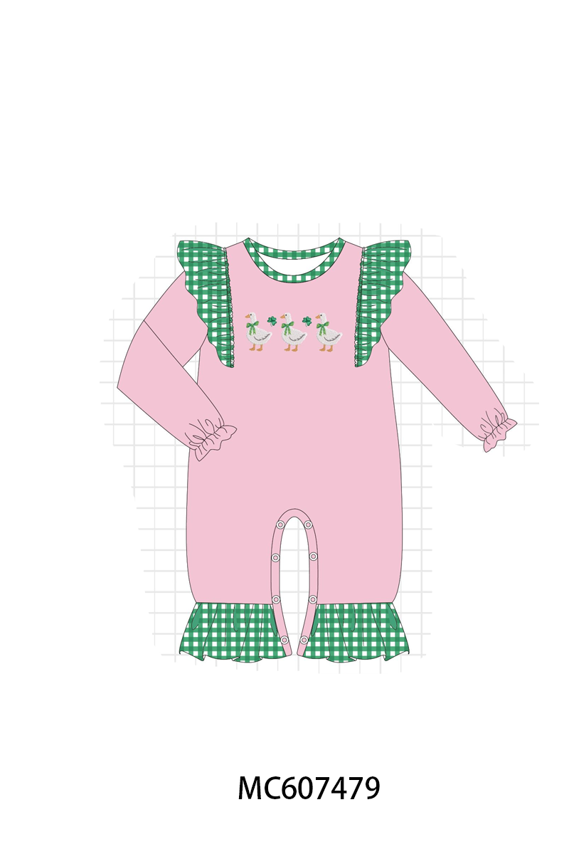 PO99 Pink&green goose clover embroidery collection