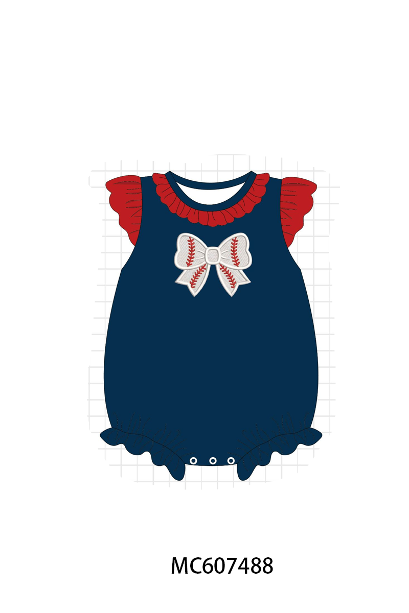 PO99 Navy baseball bow applique collection
