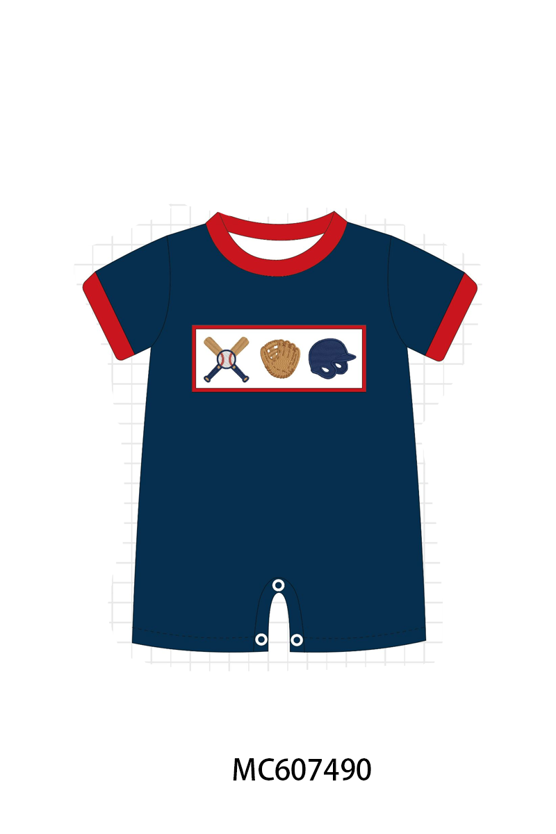 PO99 Navy baseball bow applique collection