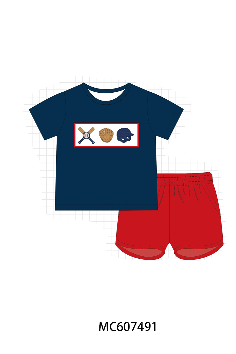 PO99 Navy baseball bow applique collection
