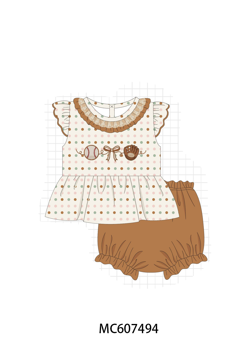 PO99 Brown baseball bow embroidery collection