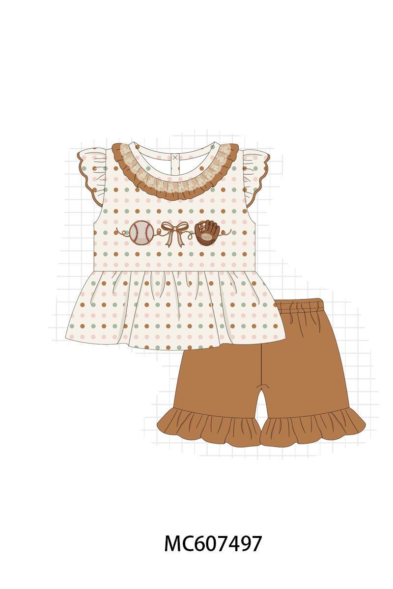 PO99 Brown baseball bow embroidery collection