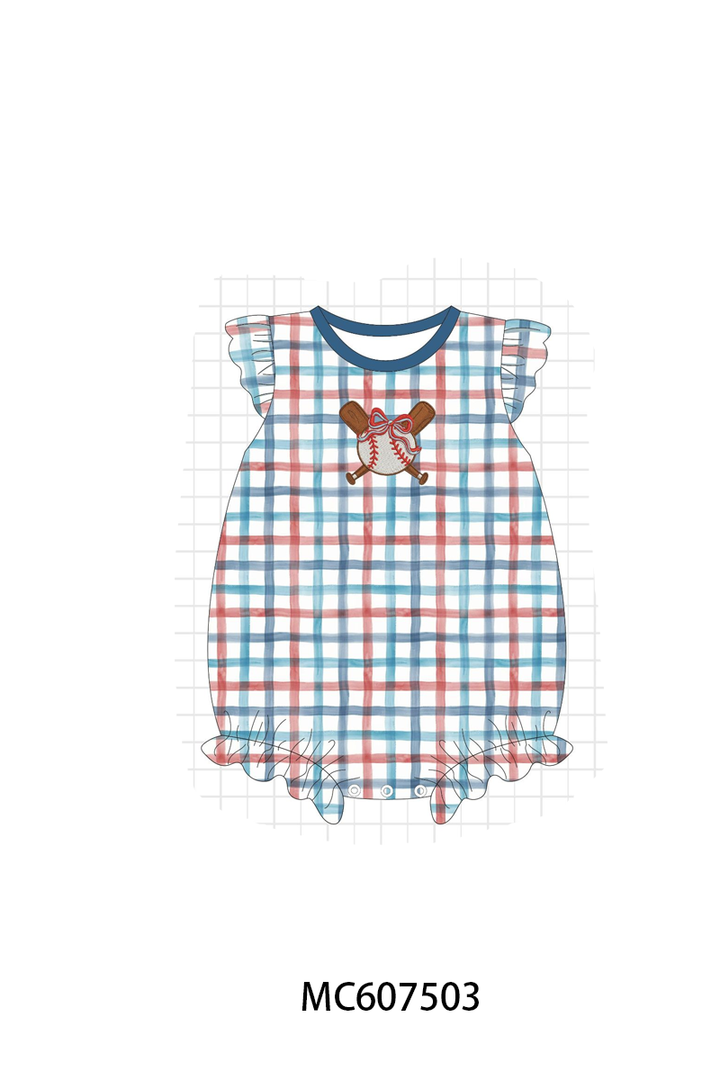 PO99 Blue baseball embroidery gingham collection
