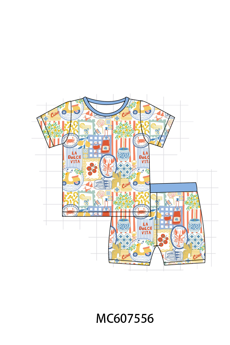PO99 Blue crab lobster floral bamboo collection
