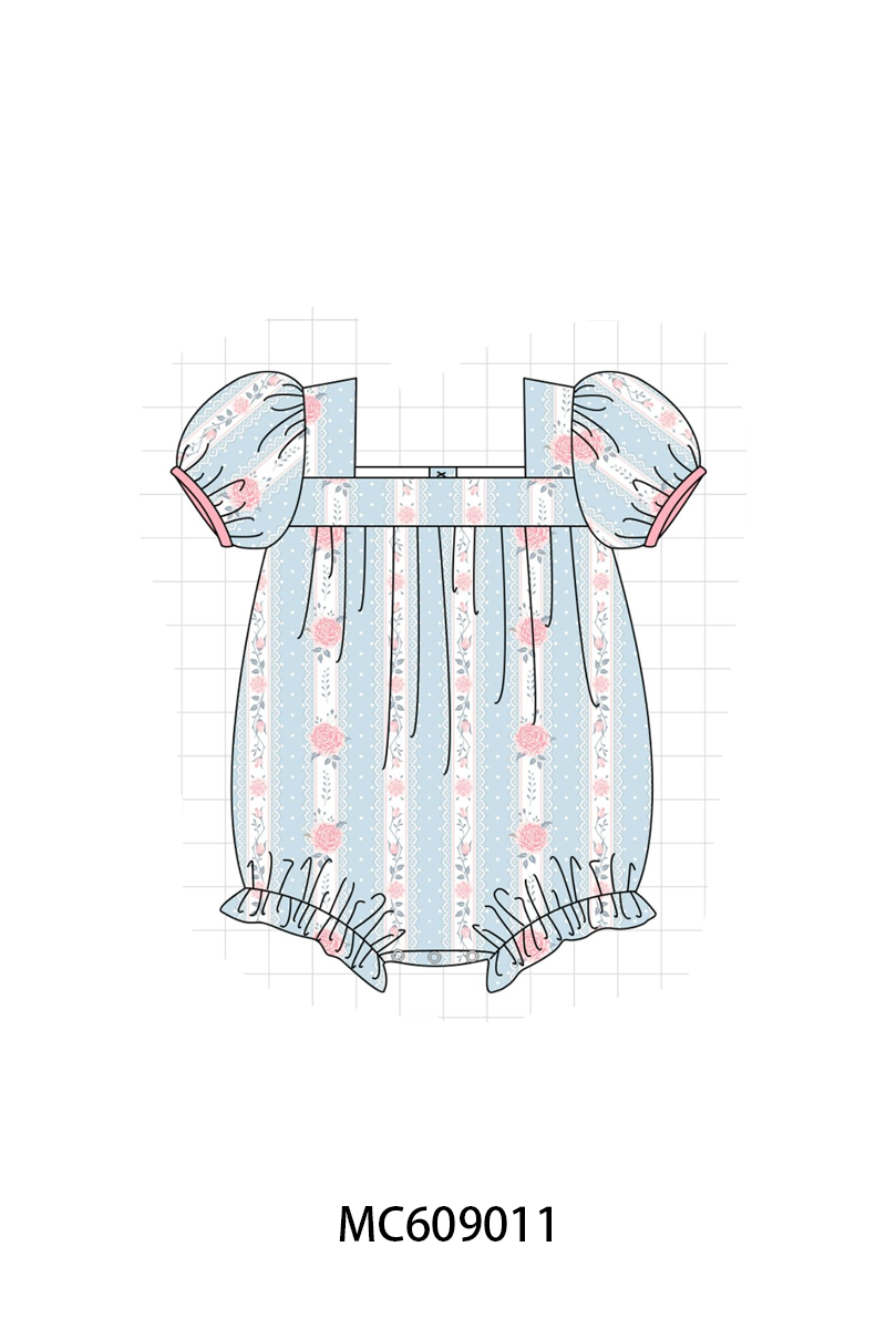 ETA MARCH 2026-po104 Blue floral print ruffle collection