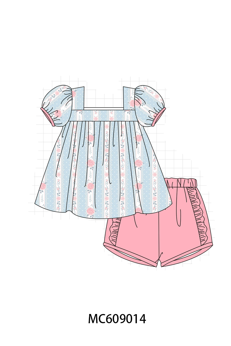 ETA MARCH 2026-po104 Blue floral print ruffle collection