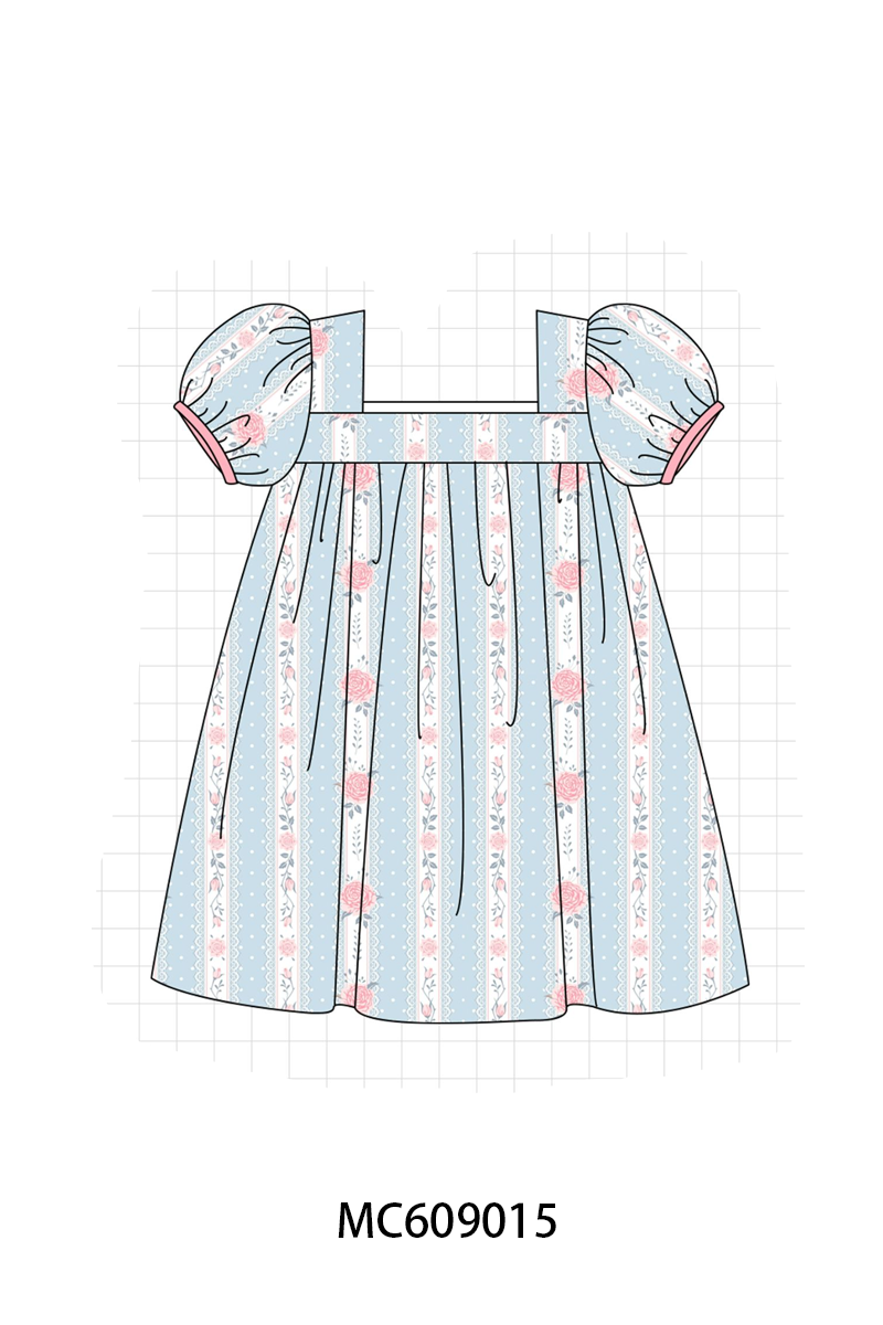 ETA MARCH 2026-po104 Blue floral print ruffle collection