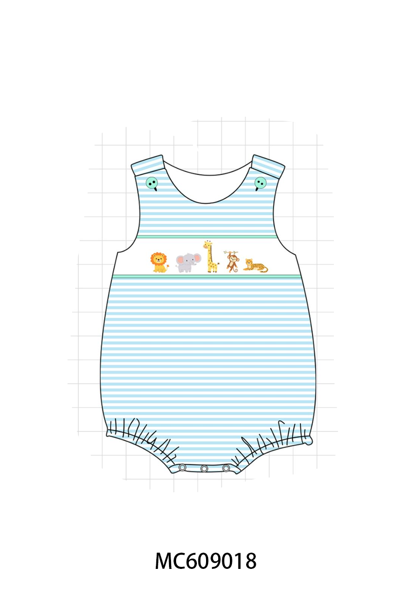 ETA MARCH 2026-po104 Pink stripe zoo animal embroidery ruffle collection