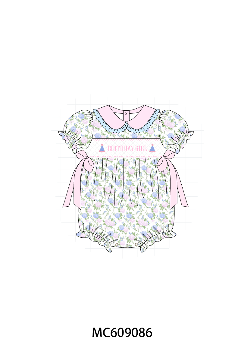 ETA MARCH 2026-po104 Pink&blue birthday girl smocked floral collection