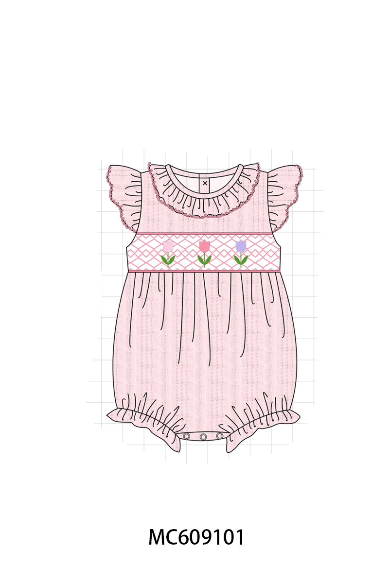 ETA MARCH 2026-po104 Pink floral smocked jacquard collection