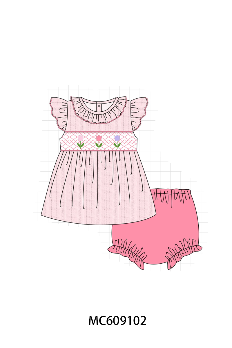 ETA MARCH 2026-po104 Pink floral smocked jacquard collection