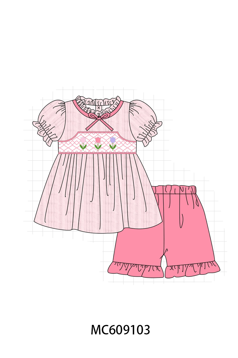 ETA MARCH 2026-po104 Pink floral smocked jacquard collection