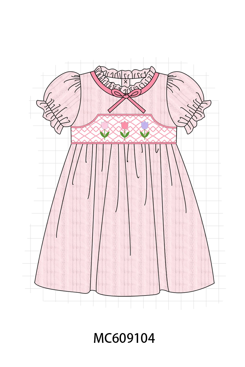 ETA MARCH 2026-po104 Pink floral smocked jacquard collection
