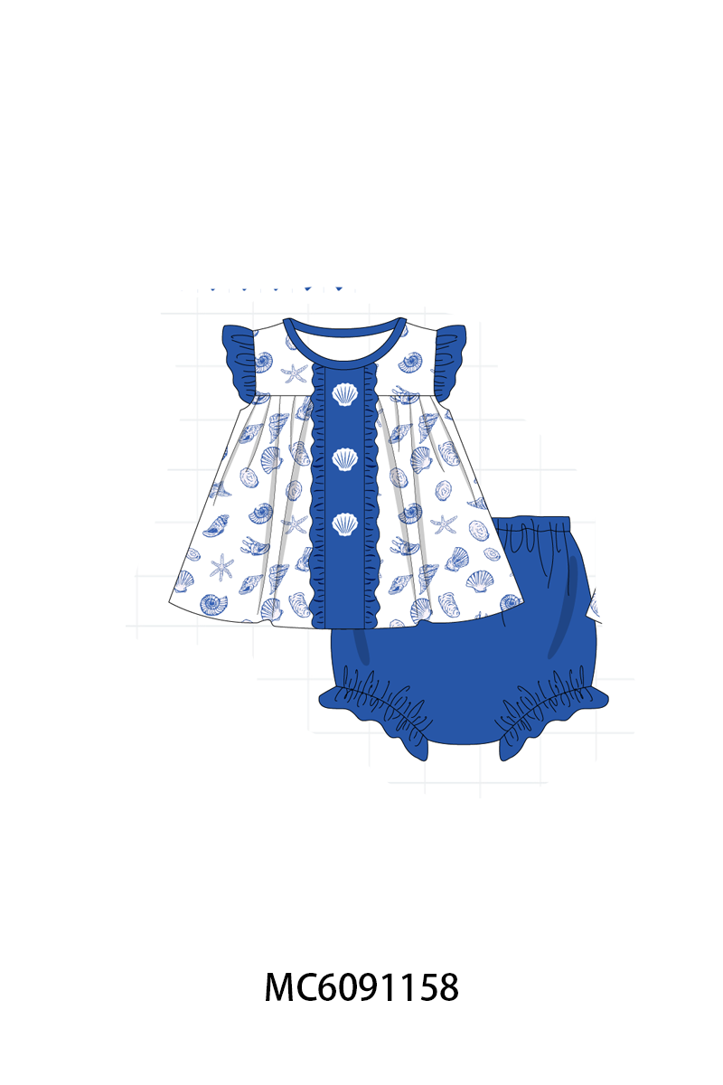 PO107 Blue shelly embroidery collection  ETA MARCH