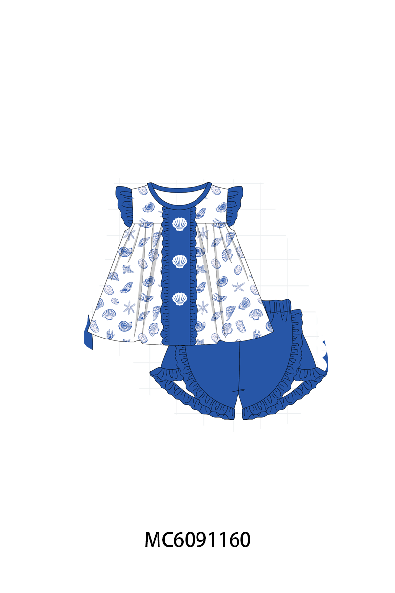 PO107 Blue shelly embroidery collection  ETA MARCH