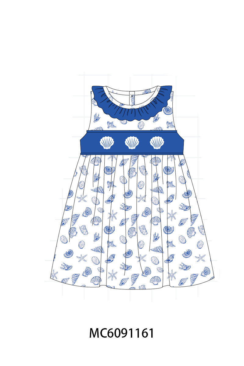 PO107 Blue shelly embroidery collection  ETA MARCH