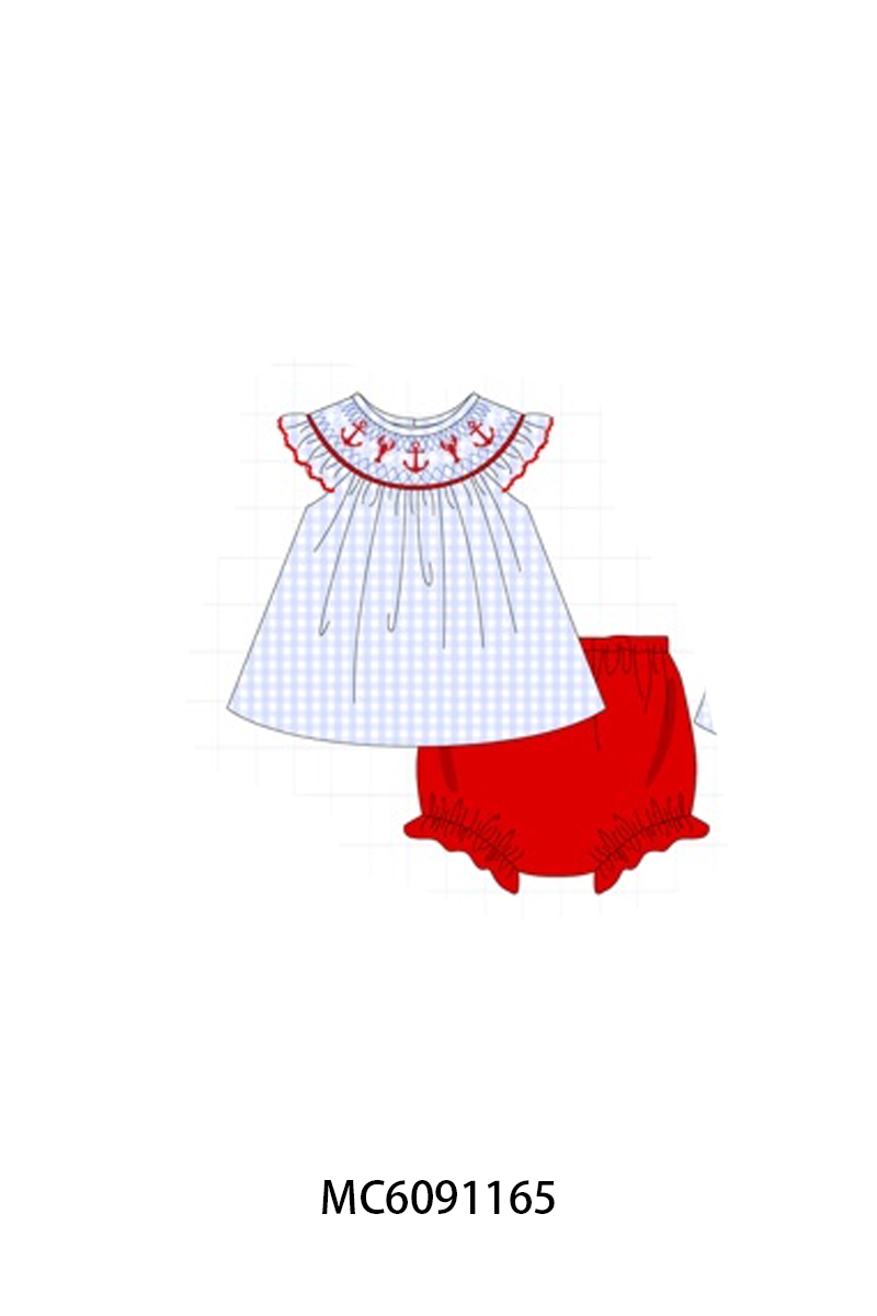 PO107 Lobster anchor smocked gingham collection  ETA MARCH