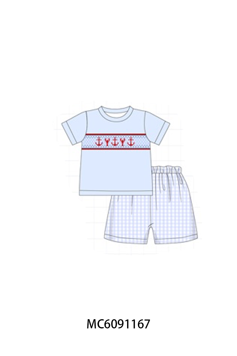PO107 Lobster anchor smocked gingham collection  ETA MARCH
