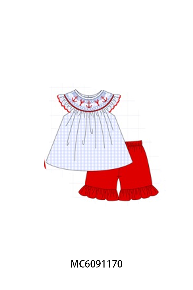 PO107 Lobster anchor smocked gingham collection  ETA MARCH