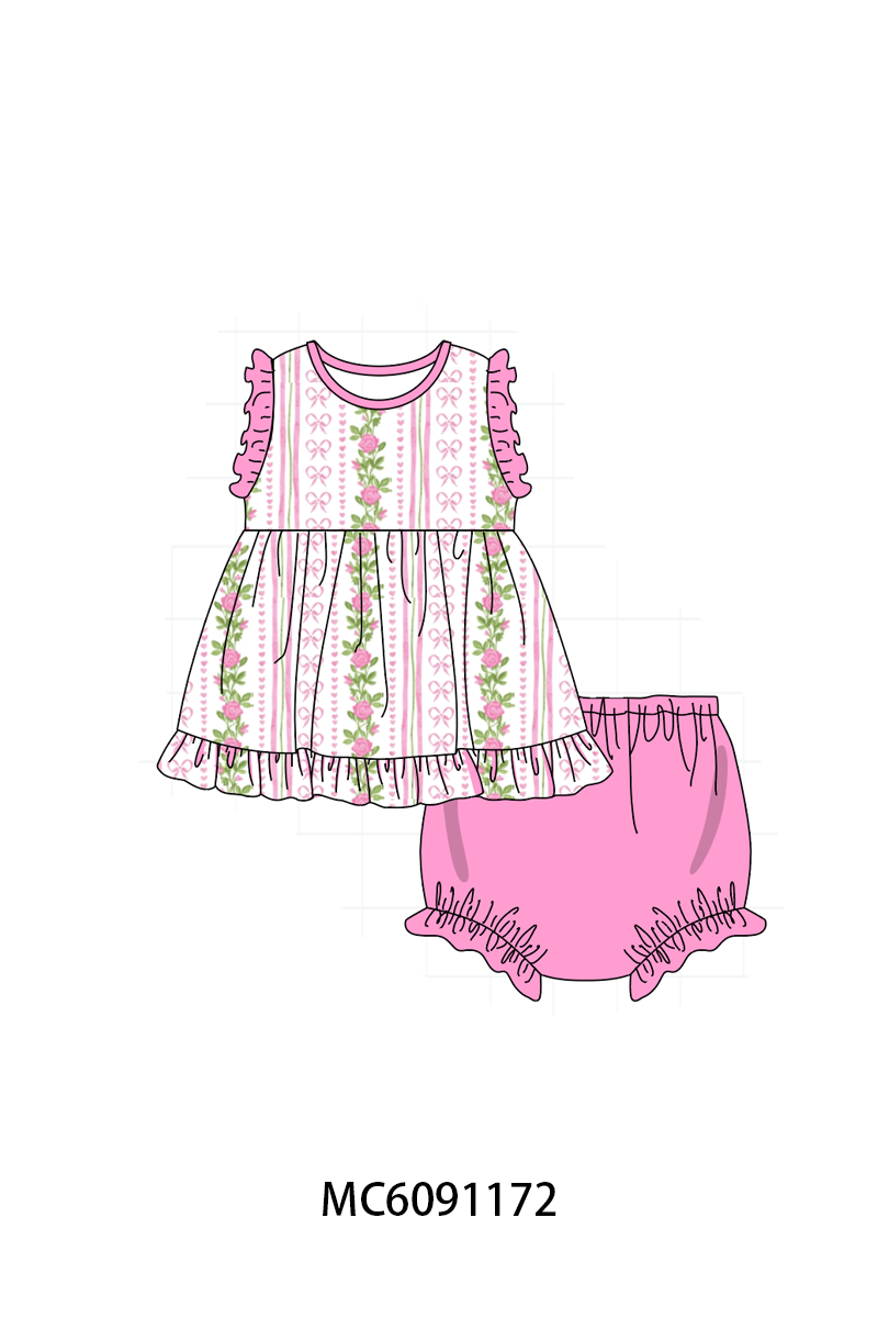 PO107 Pink MAMA'Girl embroidery floral ruffle collection  ETA MARCH