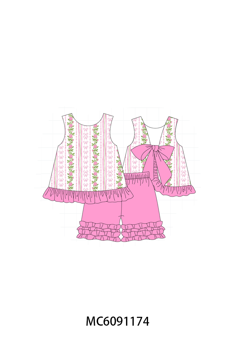 PO107 Pink MAMA'Girl embroidery floral ruffle collection  ETA MARCH