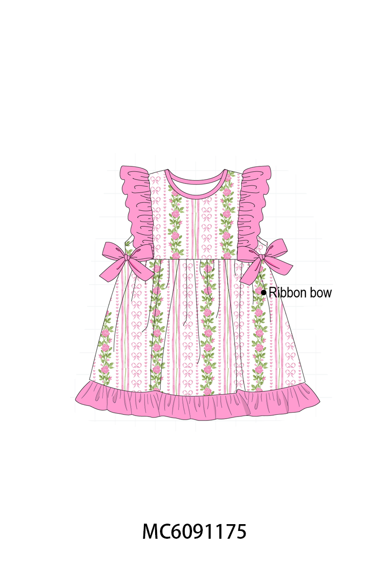 PO107 Pink MAMA'Girl embroidery floral ruffle collection  ETA MARCH