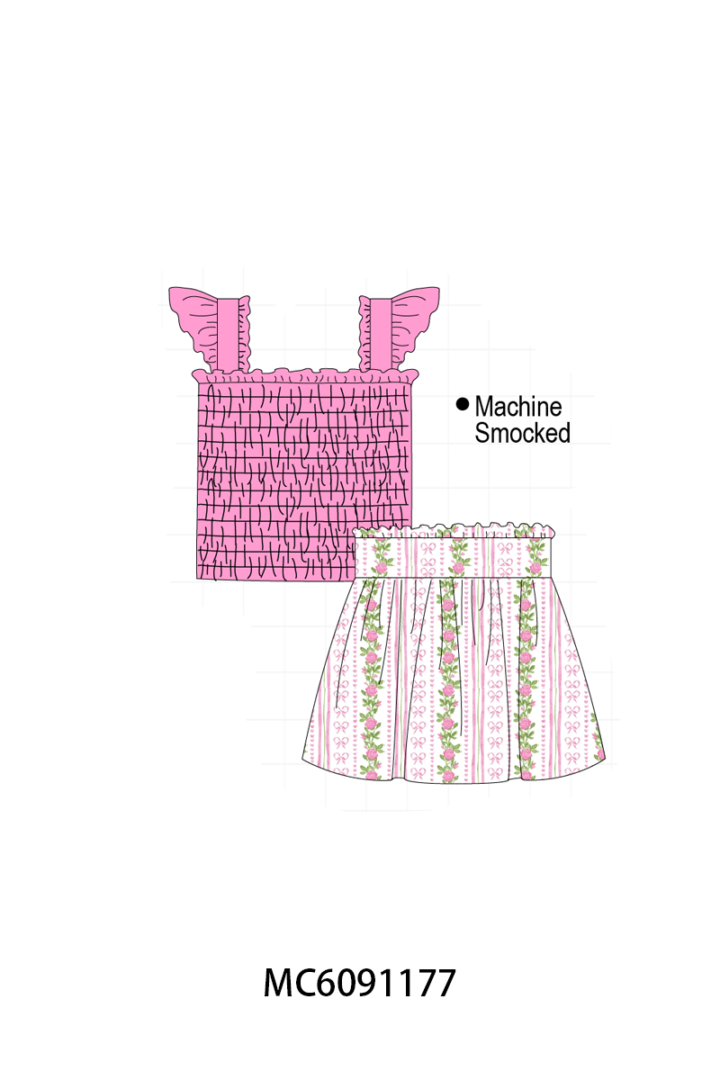 PO107 Pink MAMA'Girl embroidery floral ruffle collection  ETA MARCH